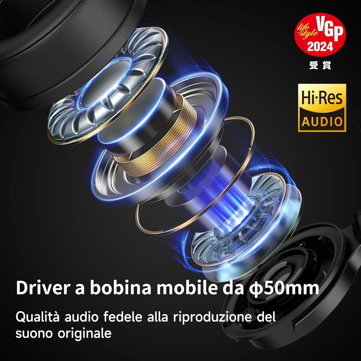 OneOdio Monitor 60 Hi-Res Cuffie Professionali DJ con Cavo Black