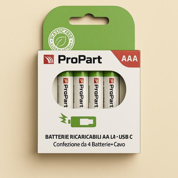 Batterie AAA Ricaricabili USB-C 1.5V 356mAh – Confezione da 4