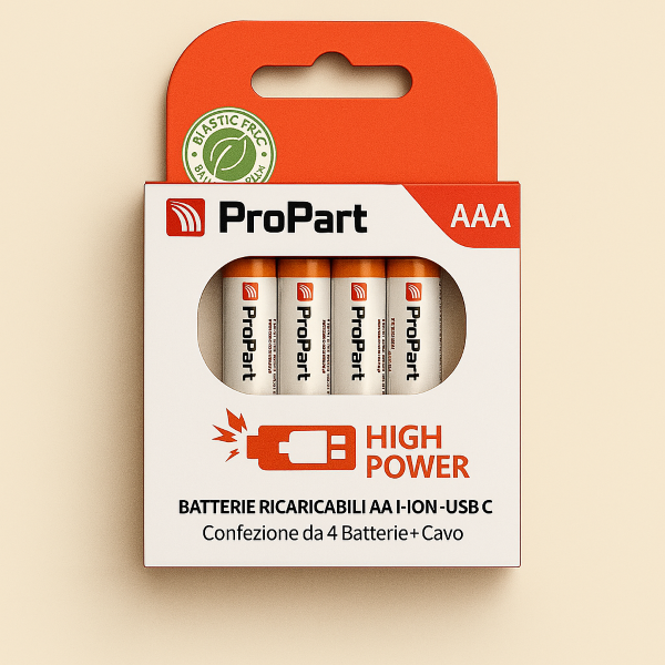 Batterie AAA Ricaricabili USB-C 1.5V 435mAh – Confezione da 4