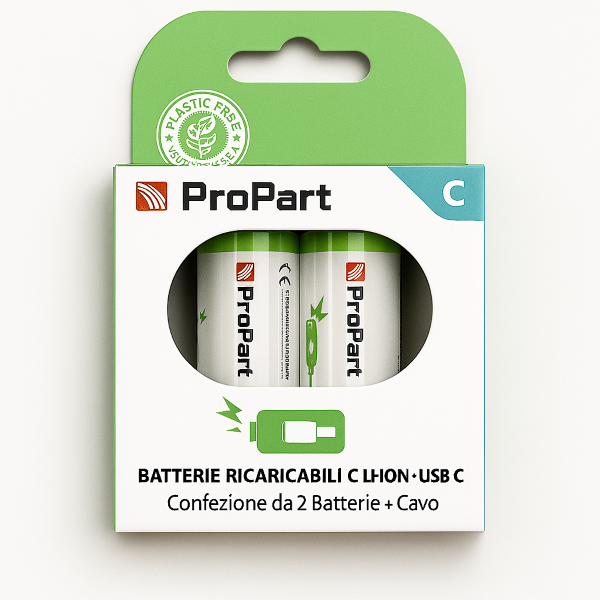 Batterie C Ricaricabili USB-C 1.5V 4200mAh – Confezione da 2