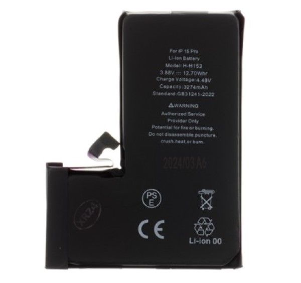 Batteria per iPhone 15 Pro 3274mAh Li-Ion Resettata (Bulk)