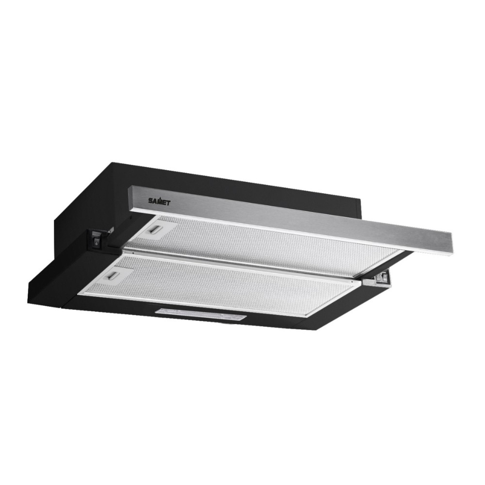 Cappaintegrata Samet New Slim sottopensile potenza aspirante 250 m3/h luce led 60 nero con frontalino inox
