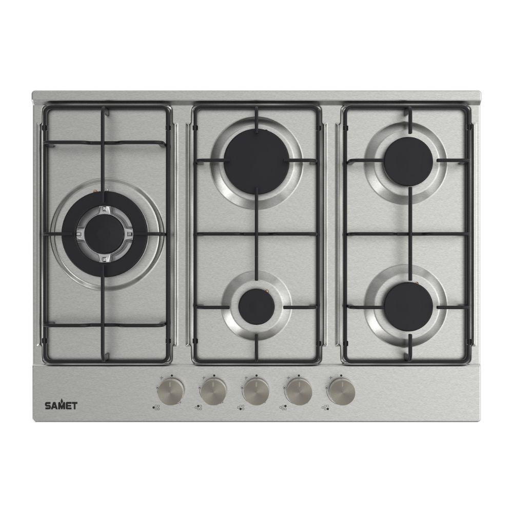 Piano cottura Ercole2 a gas da incasso 5 fuochi 70 cm. in acciaio inox