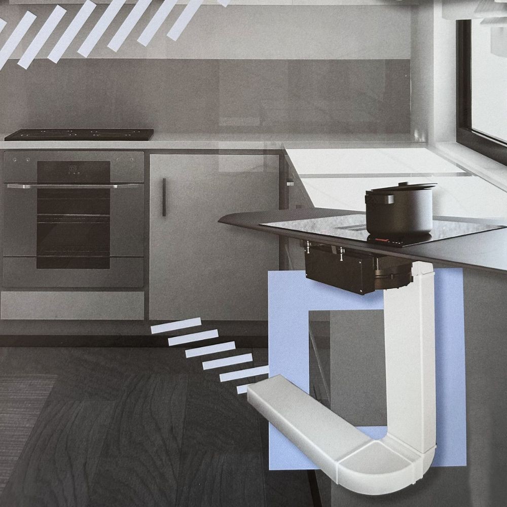 Kit standard per piano cottura con cappa integrata con uscita motore 220x90 mm.