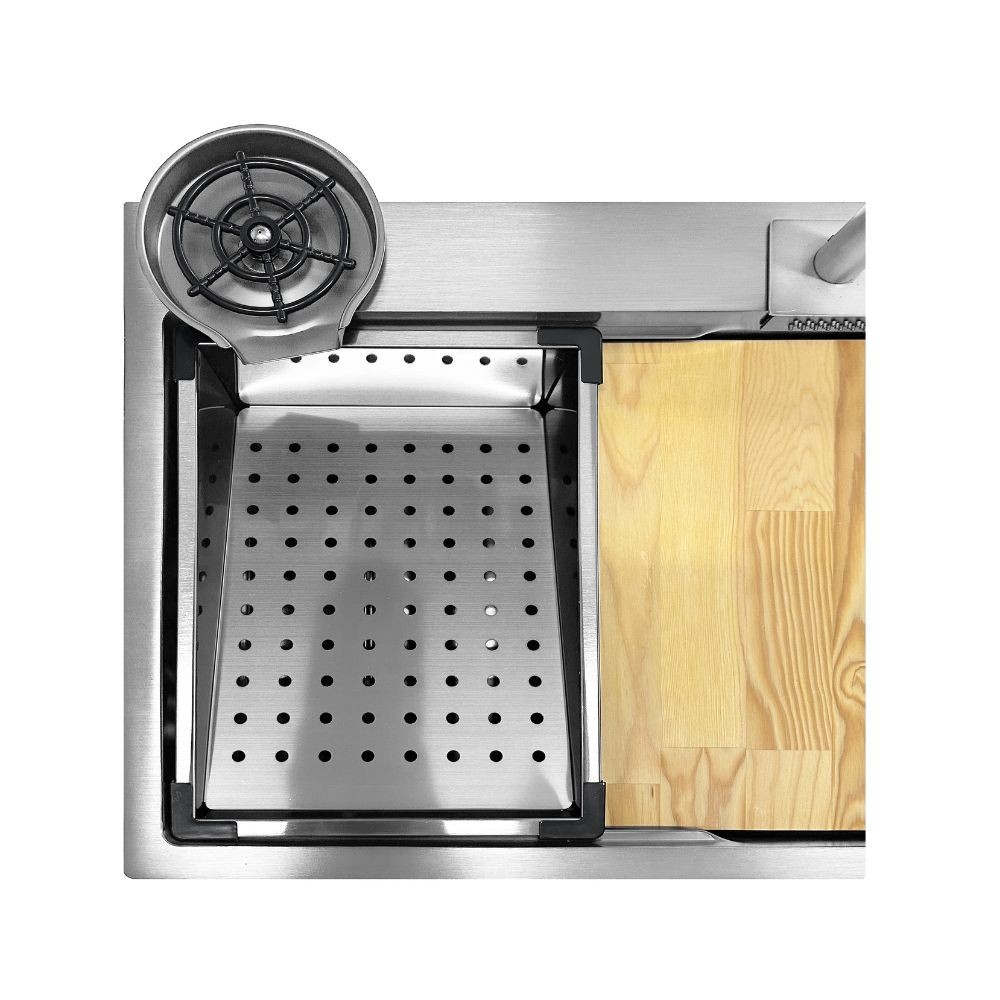 Lavello incasso SA3541 una vasca 75x45 cm. completo di accessori colore inox - Image 4