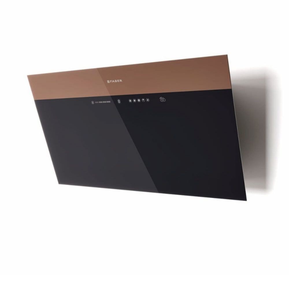 Cappa parete Faber V-AIR KL A80/2 80 cm. vetro nero e rame corten classe A+