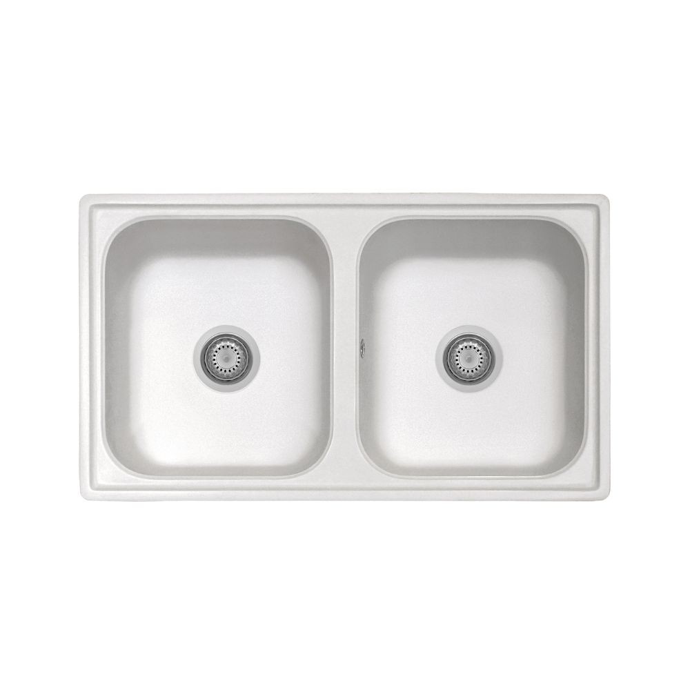 Samet Lavello 86x50 Granitovero862vbip 2 vasche bianco