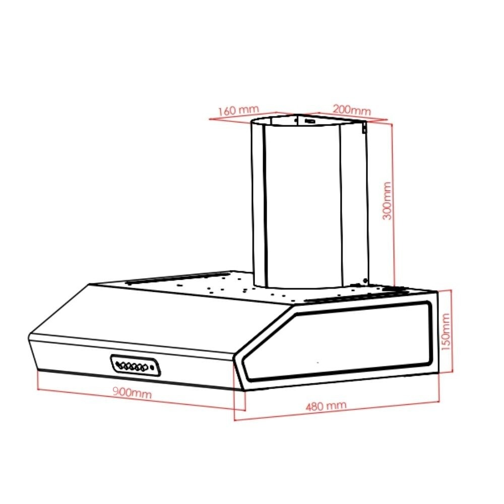 Cappa Samet Maestrale 90 con camino 90 cm 1 motore inox - Image 3