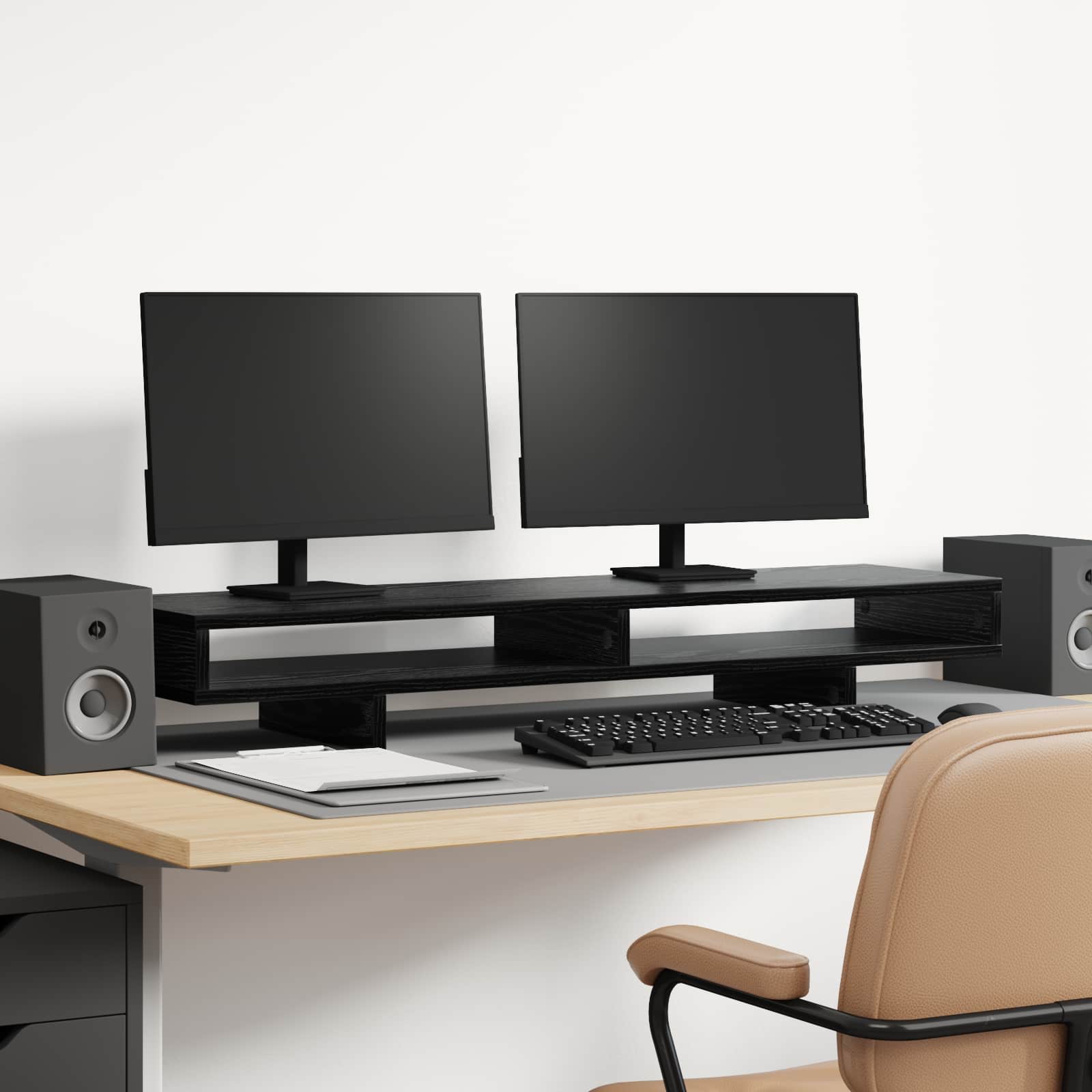 Supporto Per Monitor Nero 100 X 27 X 15 Cm Legno Multistrato