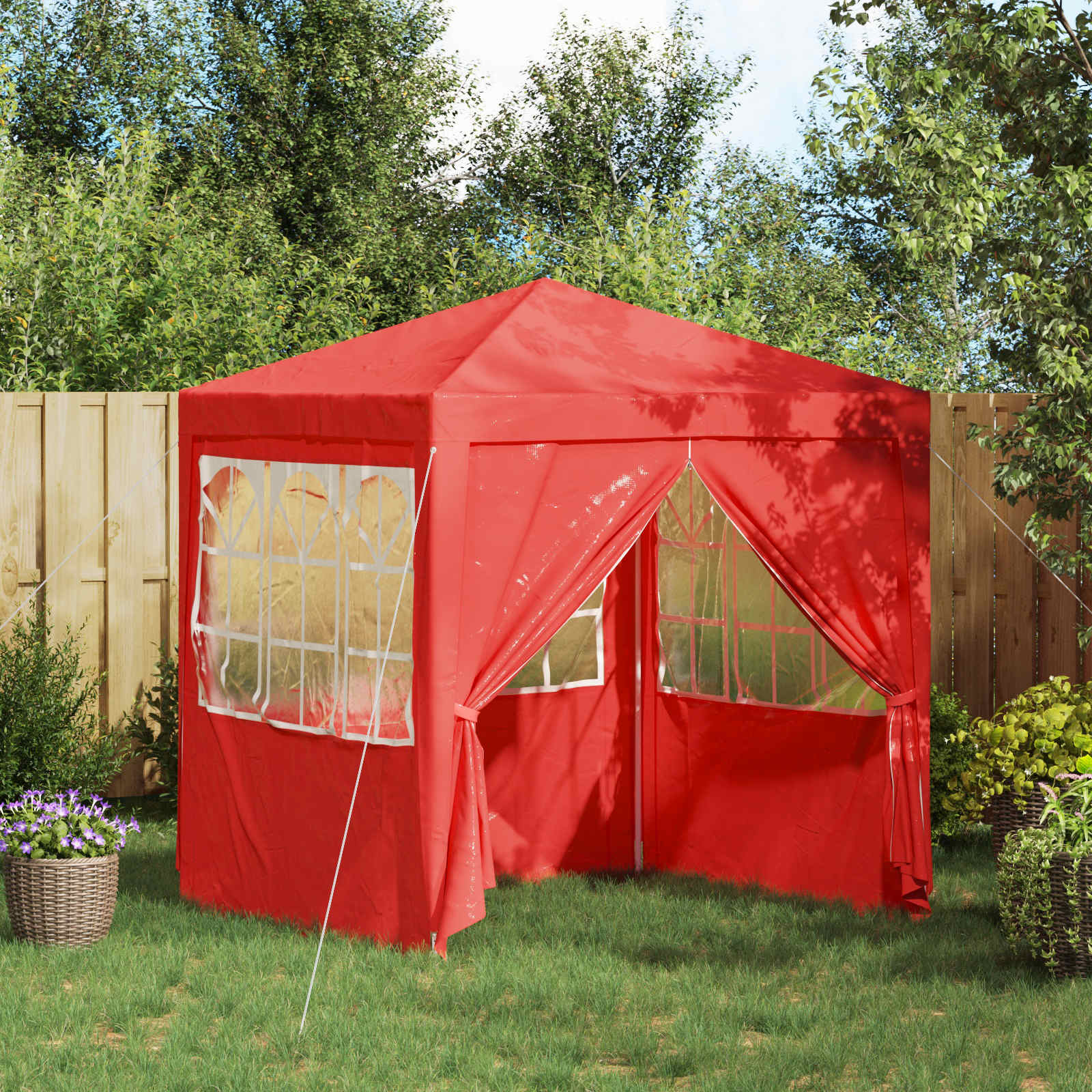 Tenda Party Rosso 200 X 200 X 240 Cm Pe E Acciaio