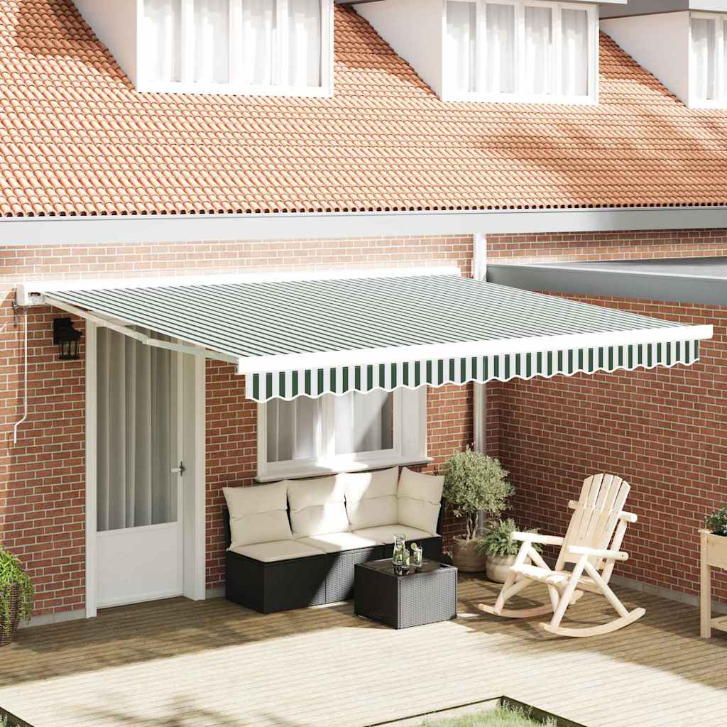 Telo Di Ricambio Per Tenda Da Sole Verde E Bianco 380 X 345 cm