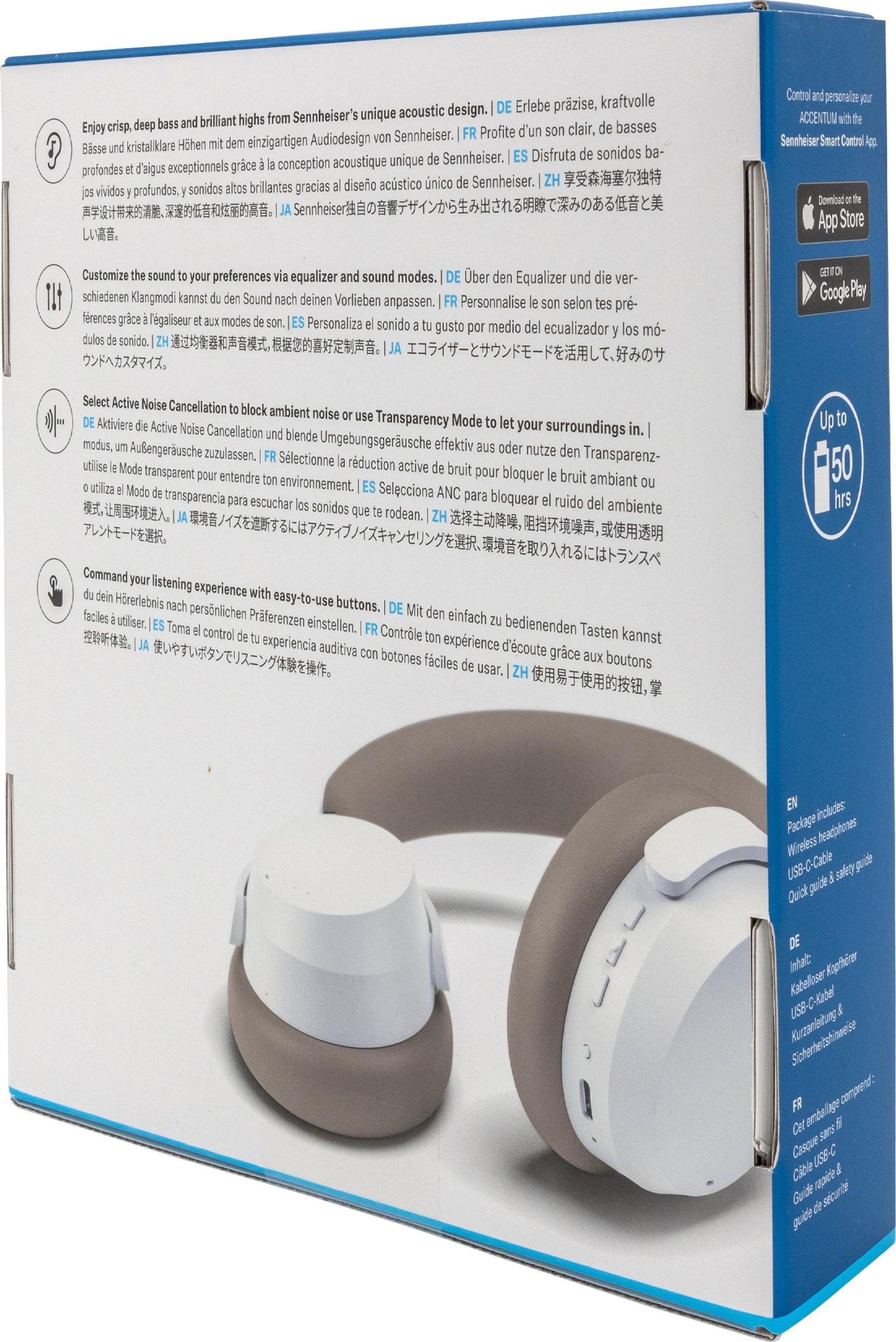 Sennheiser Accentum Wireless - Kopfhörer Mit Mikrofon - Ohrumschließend - Bluetooth - Kabellos - Aktive Rauschunterdrückung - Weiß (700175)