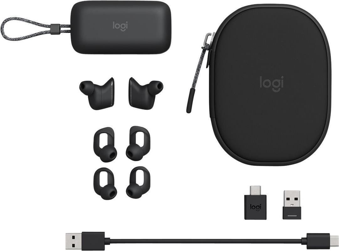 Logitech Zone True Wireless - True WirelesS-Kopfhörer Mit Mikrofon - Im Ohr - Bluetooth - Aktive Rauschunterdrückung - Graphite