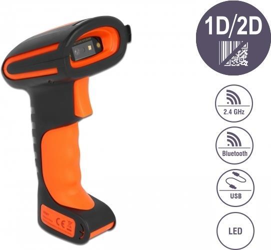 Delock - BarcodE-Scanner - Tragbar - 120 Scans/sek. - Decodiert - Usb, Rf(2,4 Ghz), Bluetooth 4,1 (90507)