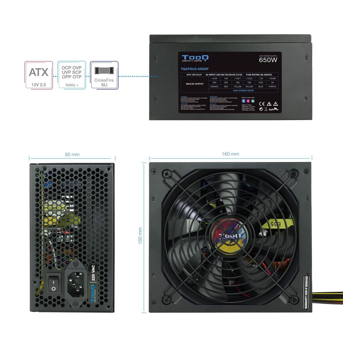 Fonte Di Alimentazione Tooq TqapolO-650sp Atx 650 W Ce - Rohs - Image 6