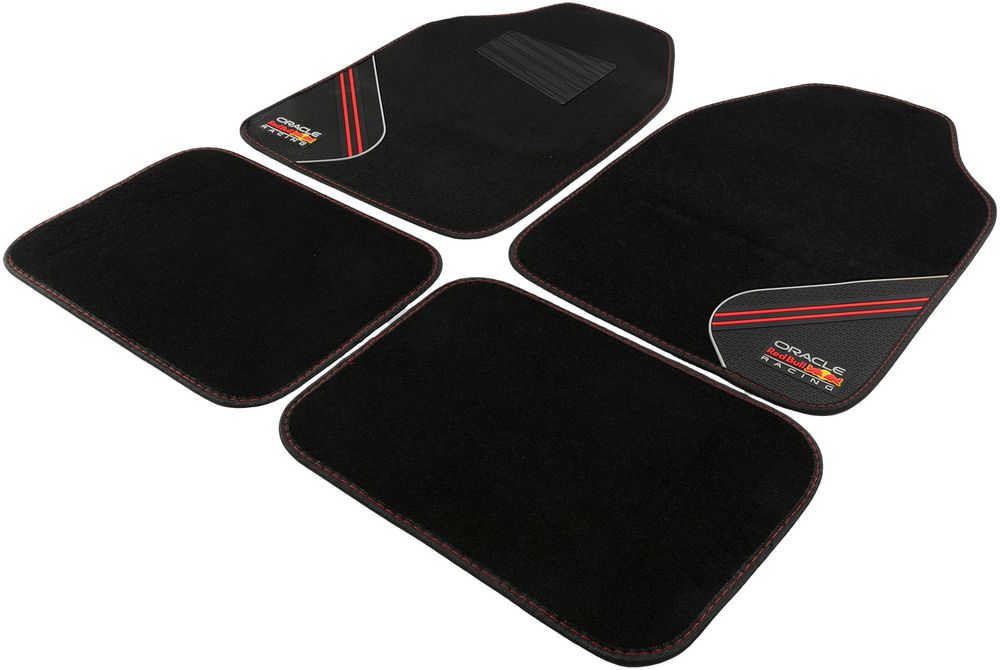 Set Tappeti 4 Pz Racing Nero/Rosso