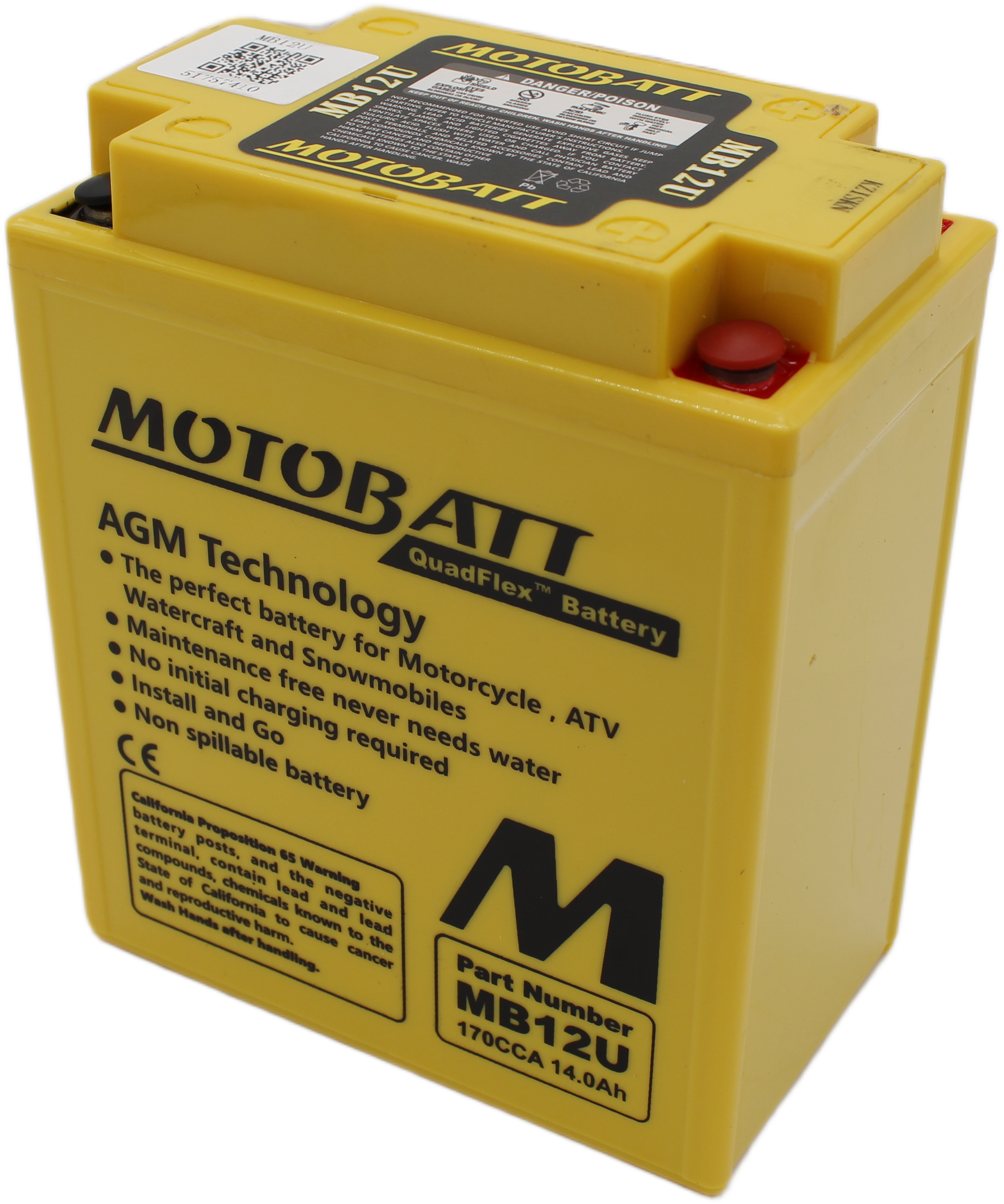 MotoBatt MB12U 12V 14Ah – Batteria AGM Precaricata e Sigillata