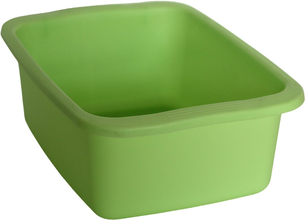 Catino rettangolare verde. Bacinella in plastica di capacità 10L. Vaschetta multiuso