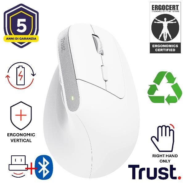 BAYO+ ERGONOMIC WIRELESS MOUSE WHT