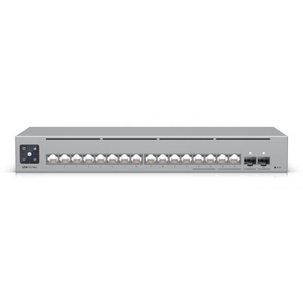 Ubiquiti Pro Max 16 L3 2.5G Ethernet [100/1000/2500] 1U Grigio (Ubiquiti Switch UniFi 12xRJ45 GBit/4xRJ45 2.5G/2xSFP+ Managed Max optional 19 Rack-Mountable, 1,3 Touchscreen)