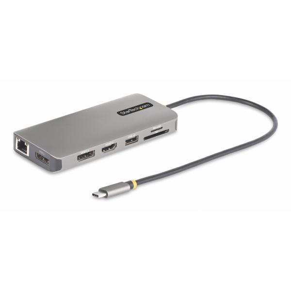 StarTech.com Adattatore multiporta USB-C a tre monitor, HDMI/ DisplayPort, hub 4x USB, 100W PD, GbE, lettore di schede SD/MicroSD (USB-C MULTIMONITOR ADAPTER HDMI - DP TRIPLE/DOUBLE DISPLAY DOCK)