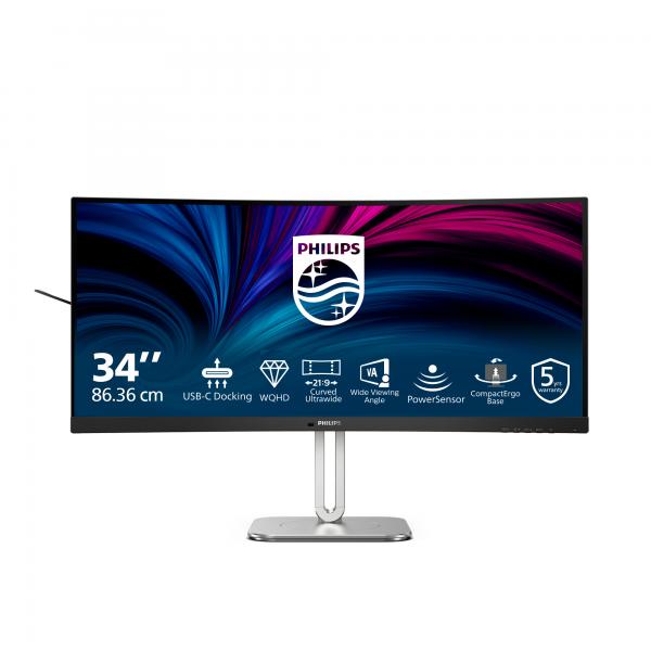 Philips Serie 5000 34B2U5600C/00 Monitor PC 86,4 cm [34] 3440 x 1440 Pixel Dual QHD LCD Grigio (Philips 34B2U5600C - 5000 Series - monitor a LED - curvato - USB - 34 - 3440 x 1440 WQHD @ 120 Hz - VA
