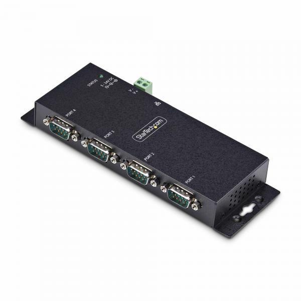 StarTech.com Adattatore da seriale a Ethernet a 4 porte, server di dispositivi seriali IP per dispositivi RS232 remoti, montaggio a parete/su guida DIN, metallo, convertitore seriale da RJ45 LAN a DB