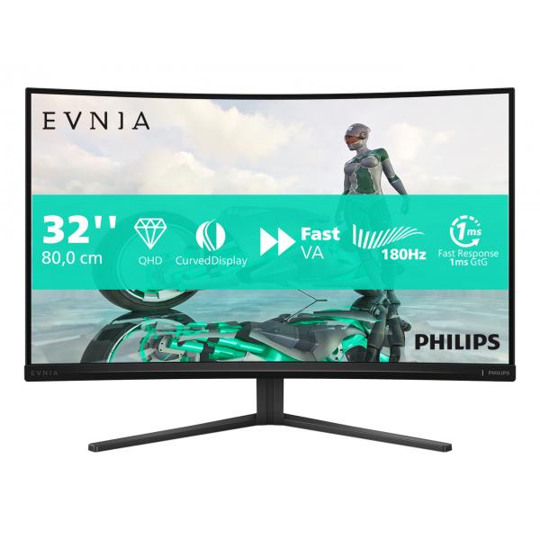 Philips Evnia 32M2C3500L/00 Monitor PC 80 cm [31.5] 2560 x 1440 Pixel Quad HD LCD Nero (Philips Evnia 3000 32M2C3500L - Monitor a LED - gaming - curvato - 32 [31.5 visualizzabile] - 2560 x 1440 QHD @