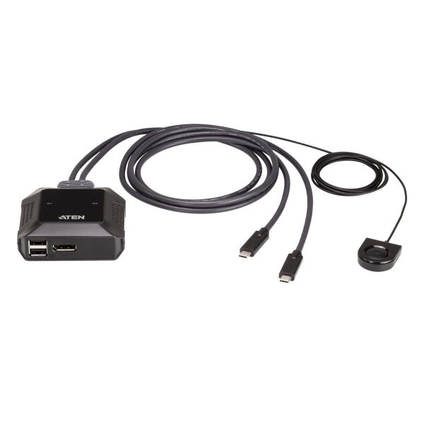 ATEN Switch KVM DisplayPort 4K USB-C a 2 porte con selettore di porte remoto (ATEN 2-Port USB-C 4K DisplayPort KVM S)