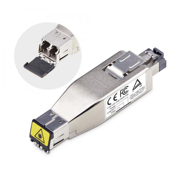 StarTech.com Dongle convertitore multimediale da fibra Gigabit a RJ45 Ethernet, monomodale ottico 10 km/multimodale 800 m, alimentato da PoE, design compatto, alloggiamento in metallo, micro mini, TA