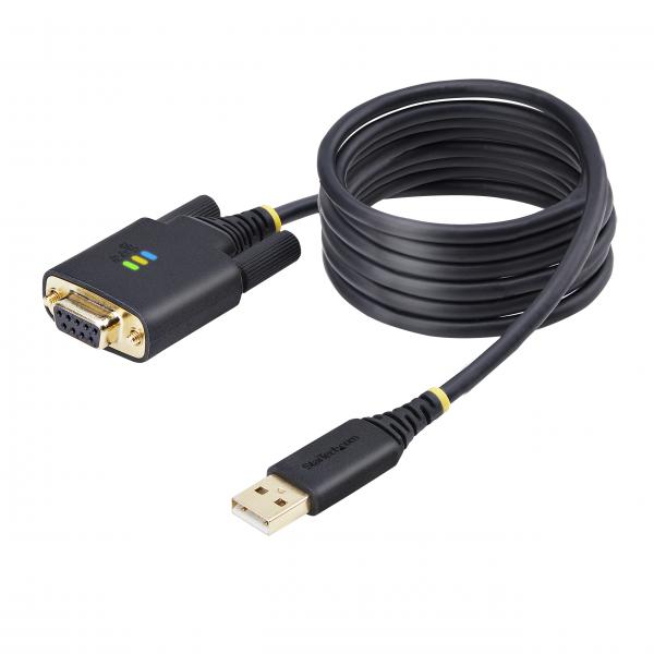 StarTech.com Cavo adattatore seriale da USB a Null Modem, ritenzione COM, FTDI, USB-A a DB9 RS232, viti/dadi DB9 intercambiabili, Windows/macOS/Linux (USB TO SERIAL DCE CABLE - USB - TO NULL MODEM SE