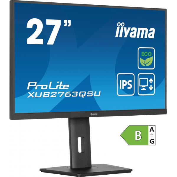 iiyama ProLite XUB2763QSU-B1 Monitor PC 68,6 cm [27] 2560 x 1440 Pixel Quad HD LED Nero (iiyama ProLite XUB2763QSU-B1 sk?rm - L)