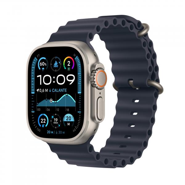 Apple Watch Ultra 2 GPS + Cellular 49mm Cassa in Titanio con Navy Ocean Band (-^APPLE WATCH ULTRA2 49 NT TI NV OB)