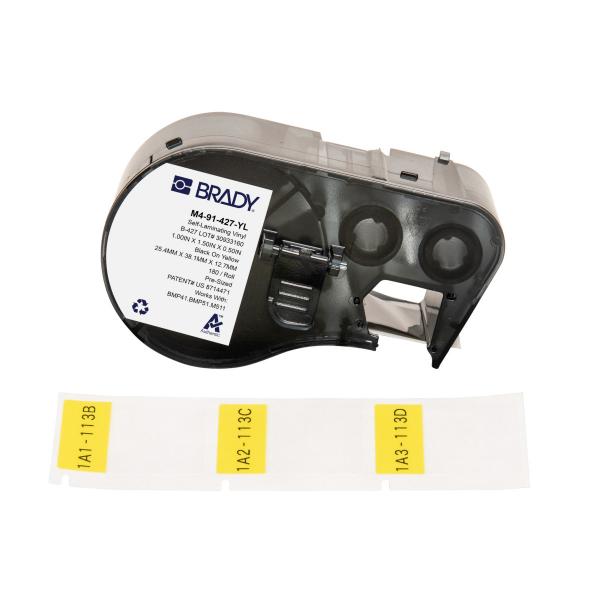 Brady M4-91-427-YL etichetta per stampante Nero, Giallo Etichetta per stampante autoadesiva (BMP41/BMP51/BMP53/M511 Label - Printer Labels)