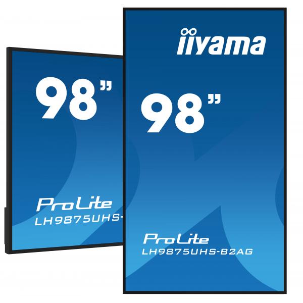iiyama LH9875UHS-B2AG visualizzatore di messaggi Pannello piatto per segnaletica digitale 2,48 m [97.5] LED Wi-Fi 500 cd/m² 4K Ultra HD Nero Processore integrato Android 11 24/7 (iiyama LH9875UHS-B2A