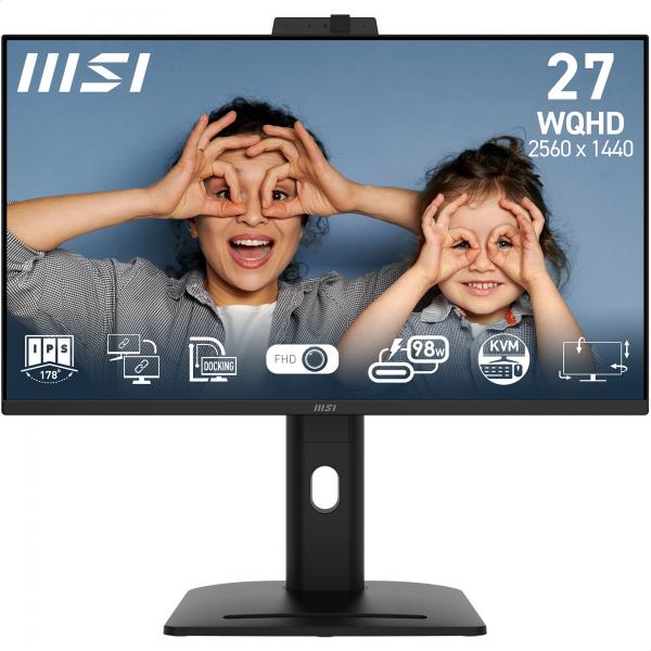 MSI Pro MP275QPDG Monitor PC 68,6 cm [27] 2560 x 1440 Pixel Wide Quad HD LCD Nero (MSI PRO MP275QPDG 27-Inch WQHD Docking Monitor - 2560 x 1440 IPS Panel 100Hz Daisy Chain Built- in camera Eye-Friend