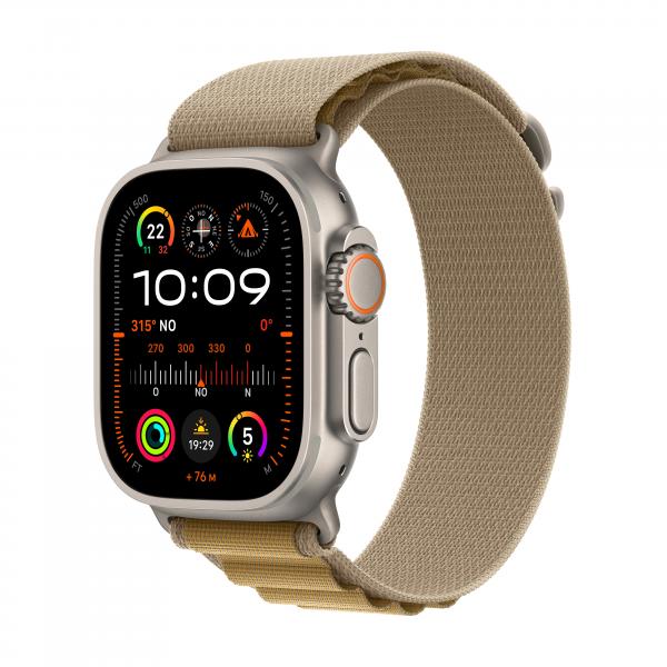 Apple Watch Ultra 2 GPS + Cellular 49mm Cassa in Titanio con Tan Alpine Loop - Medium (WATCH ULTRA2 GPS+CELL 49MM - NATURAL TITANIUM LOOP MED)