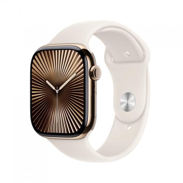 Apple Watch Series 10 Serie 10 GPS + Cellular 46mm Cassa in Titanio color Oro con Galassia Sport Band - M/L (Apple Watch Series 10 [GPS + Cellular] - 46 mm - titanio dorato - smartwatch con fascia sp