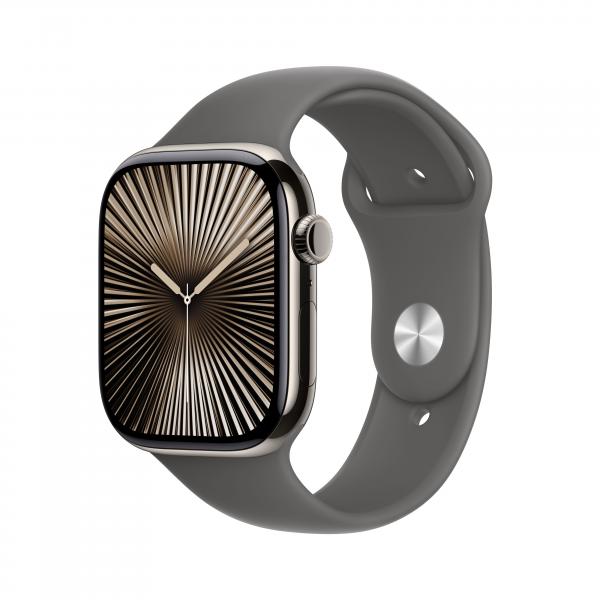 Apple Watch Series 10 Serie 10 GPS + Cellular 46mm Cassa in Titanio con Stone Grey Sport Band - M/L (Apple Watch Series 10 [GPS + Cellular] - 46 mm - titanio naturale - smartwatch con fascia sportiva