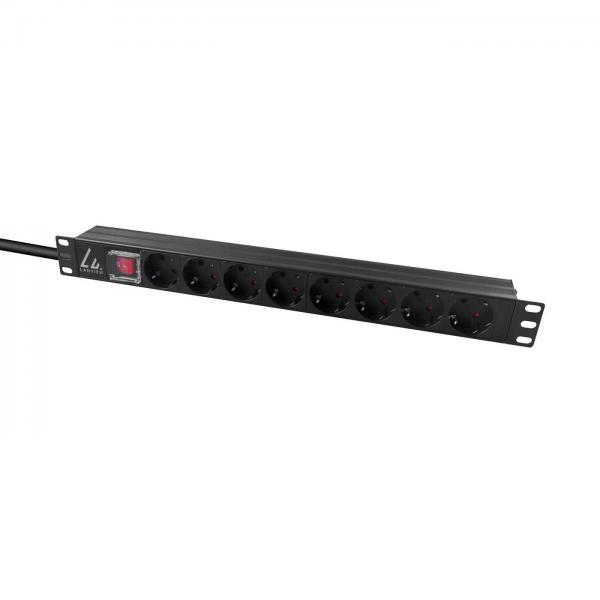 Lanview LVR-2MSCH-SCH-C13-8 non classificato (19 rack mount power strip, - 1U, 16A with 8 x Schuko - socket, C14 plug - Warranty: 60M)