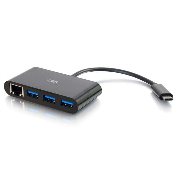 C2G 29747 replicatore di porte e docking station per laptop USB 3.2 Gen 1 [3.1 Gen 1] Type-C Nero (C2G USB C Hub with Ethernet - 3-Port USB Hub - Hub - 3 x SuperSpeed USB 3.0 + 1 x USB-C + 1 x 1000Ba