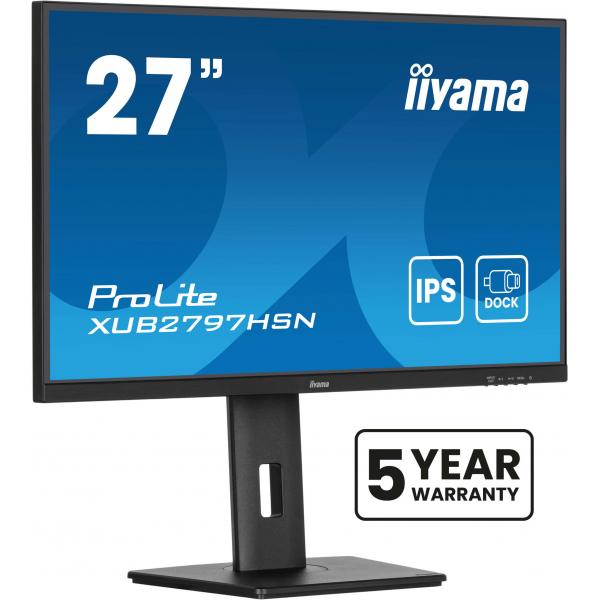 iiyama ProLite XUB2797HSN-B2 Monitor PC 68,6 cm [27] 1920 x 1080 Pixel Full HD LED Nero (27 ProLite XUB2797HSN-B2 - 27 IPS technology panel with USB-C dock and RJ45 [LAN])