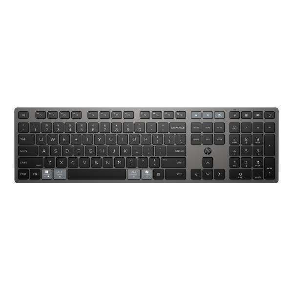 HP Tastiera wireless ricaricabile multidispositivo 725 (HP 725 - Keyboard - multi-device, rechargeable, powered by SuperCapacitor - full size - wireless - Bluetooth, 2.4 GHz - QWERTY - International