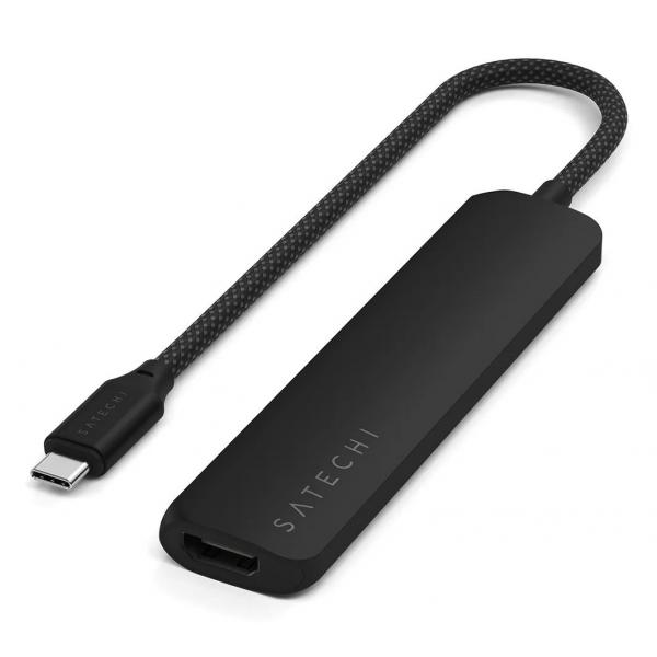 Satechi ST-P6SK hub di interfaccia USB tipo-C 10000 Mbit/s Nero (Satechi 6-in-1 USB-C Slim MPA B)