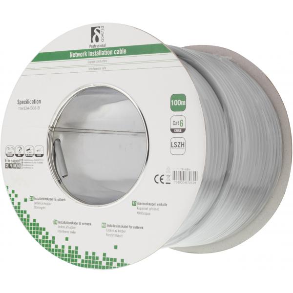 Deltaco TP-48H cavo di rete Grigio 100 m Cat6 F/UTP [FTP] (DELTACO TP-48H - bulkkabel - 100 m - g)