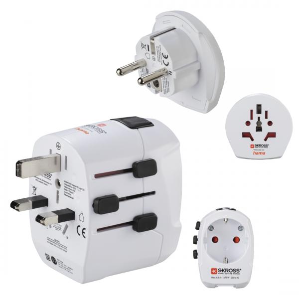Hama World Travel Pro Light USB adattatore per presa di corrente Universale Bianco (Hama Weltreiseadapter Set World Travel)
