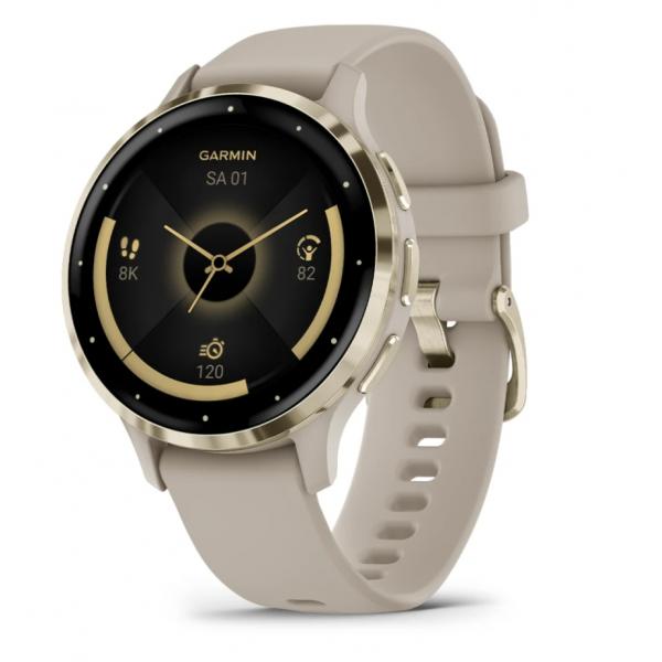 Garmin Venu 3S 3,05 cm [1.2] AMOLED 41 mm Digitale 390 x 390 Pixel Touch screen Oro, Grigio Wi-Fi GPS [satellitare] (Garmin Venu 3S - fransk gr? - smart ur)