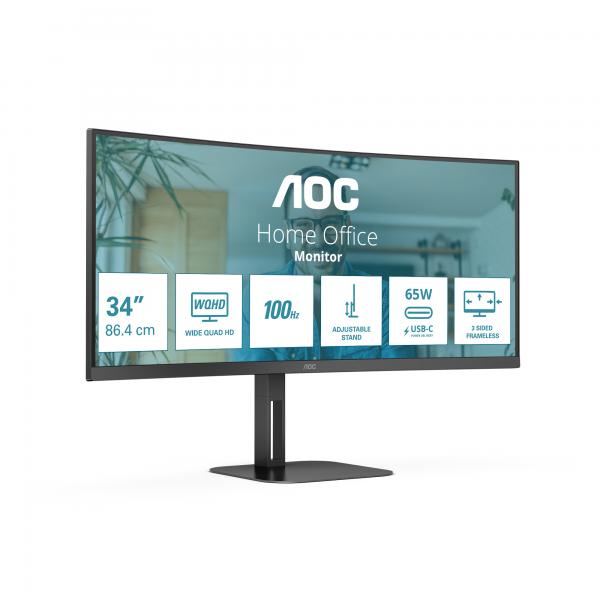AOC V5 CU34V5C/BK/23 Monitor PC 86,4 cm [34] 3440 x 1440 Pixel Wide Quad HD LED Nero (AOC Value-line CU34V5C/BK/23 sk?rm - W)