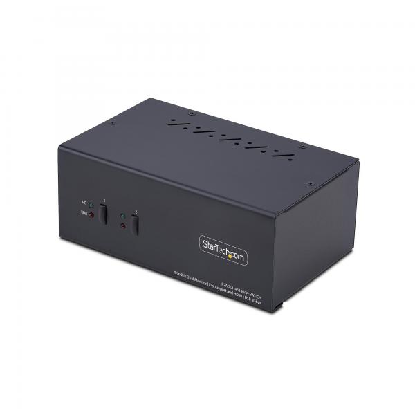StarTech.com Switch KVM a 2 porte con doppio monitor DisplayPort e HDMI, 4K 60Hz, 1 monitor HDMI e 1 DP, hub USB 5Gbps a 2 porte, 2 porte USB HID, conforme TAA (2-PORT DUAL-MONITOR KVM SWITCH - DISPL