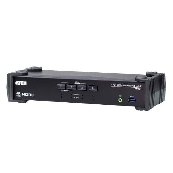 ATEN Switch USB 3.0 4K HDMI KVMP™ a 4 porte con Modalità mixer audio (ATEN CS1824 KVMP Switch - KVM / audio)